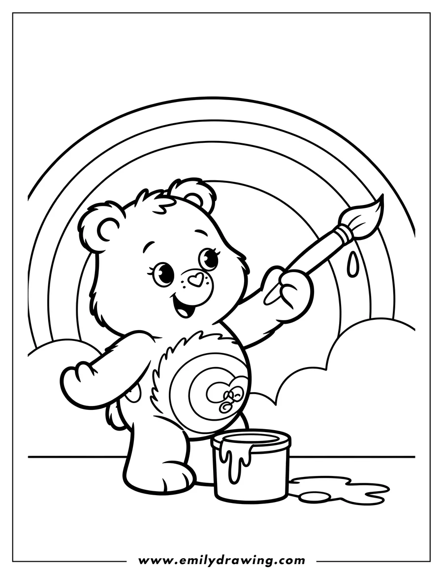 Coloring sheet featuring care Bear