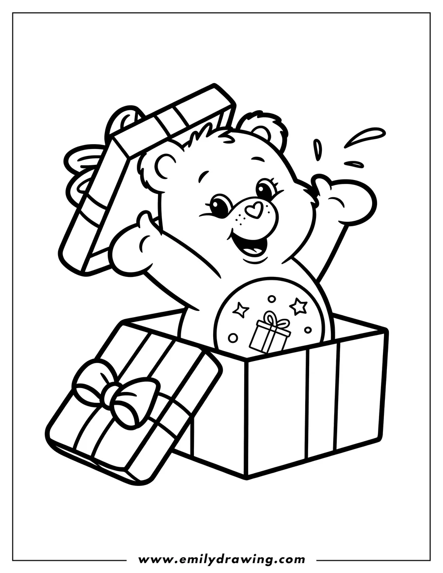 Free printable coloring sheet of care Bear