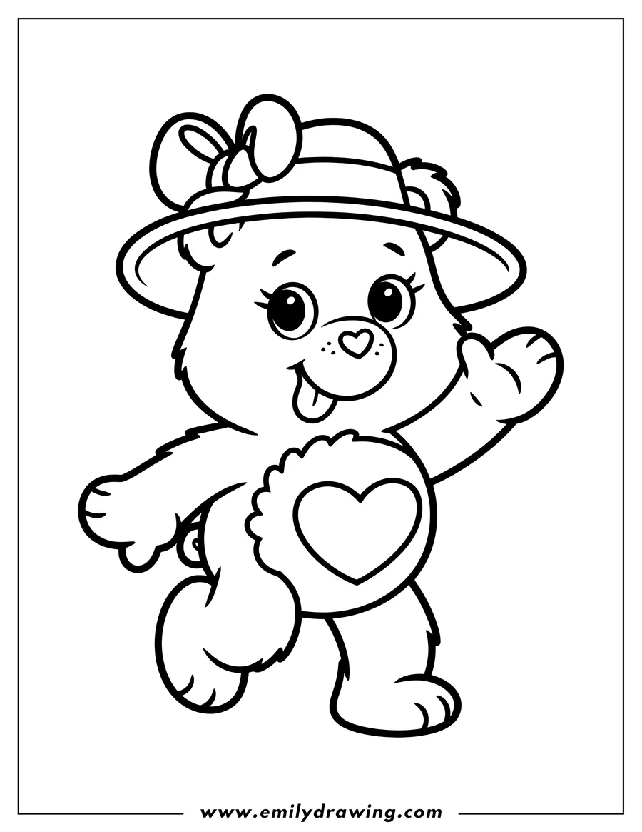 Black and white line art of cartoon Bear