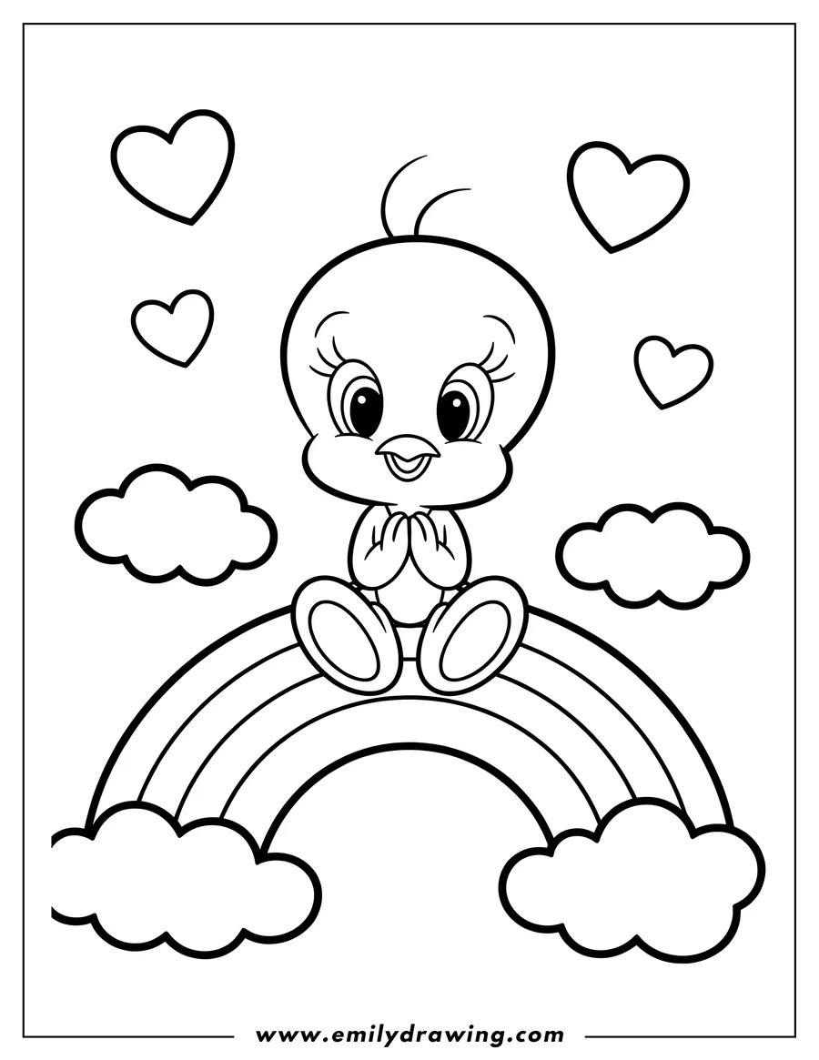 Vector style outline of cartoon Bird