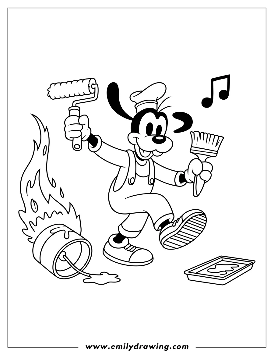 Full page coloring image of cartoon Dog