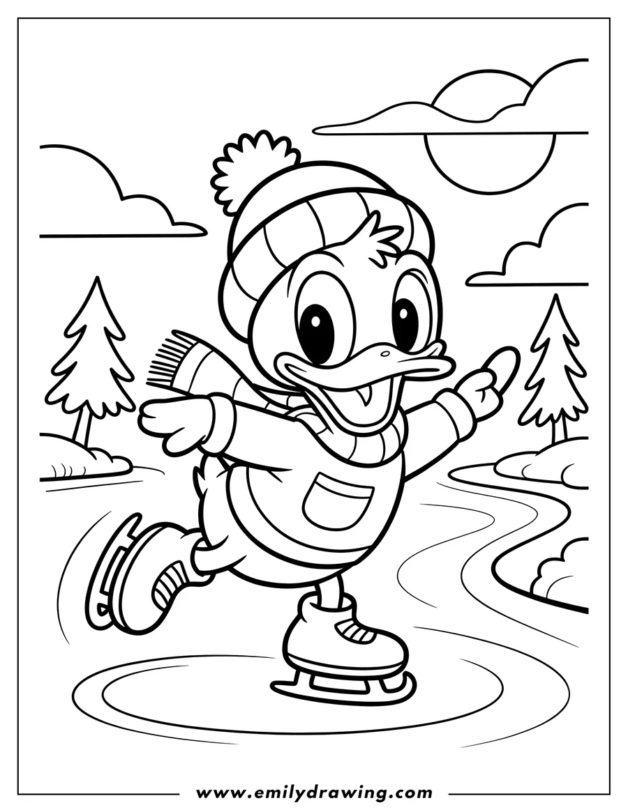 Downloadable coloring page of duck