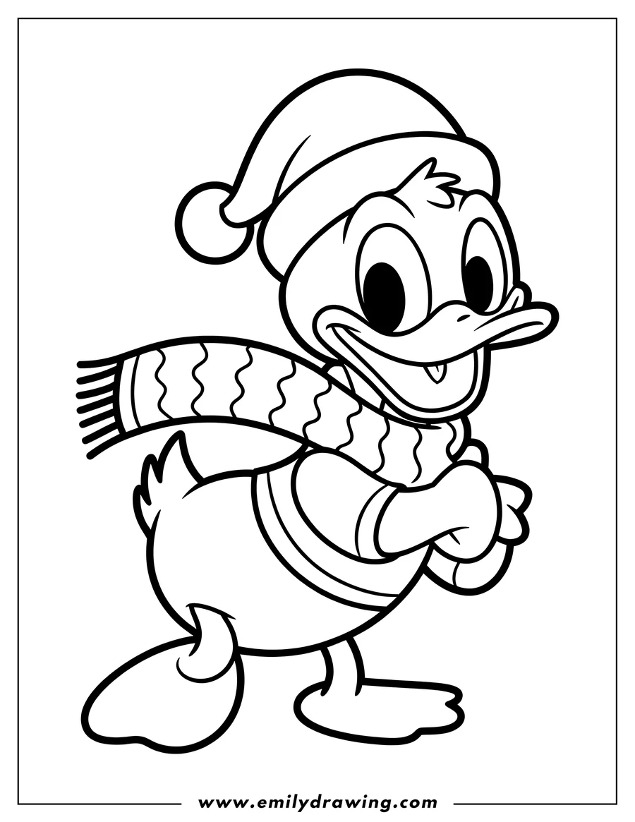 Coloring page of cartoon Duck