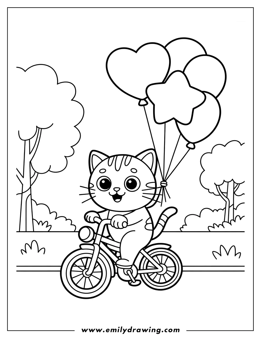 Doodle style coloring picture of cat