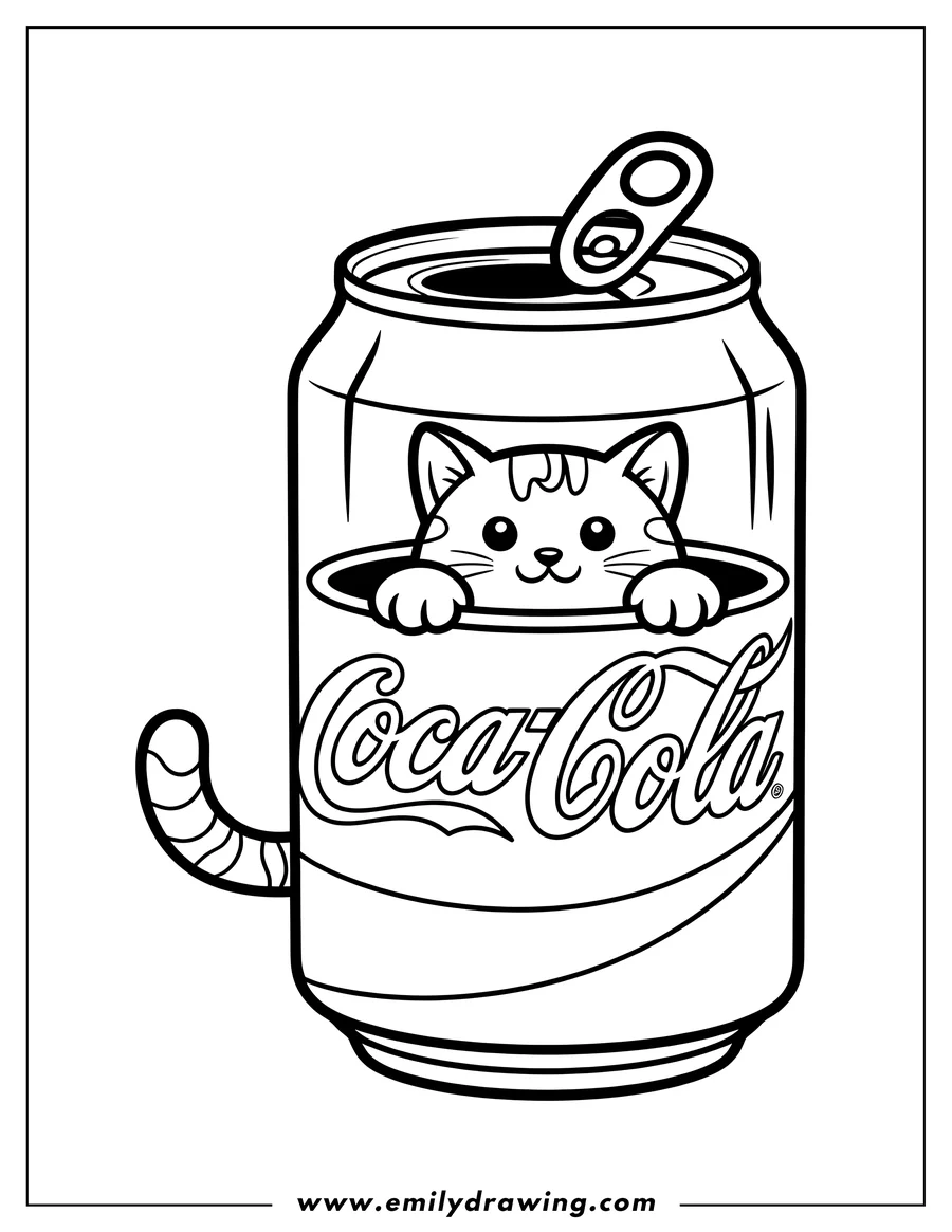 PDF style coloring page: cat