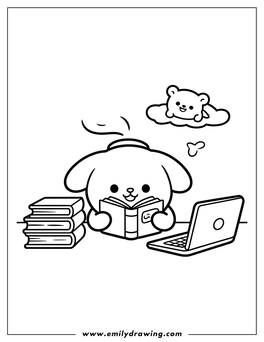 Doodle style coloring picture of character