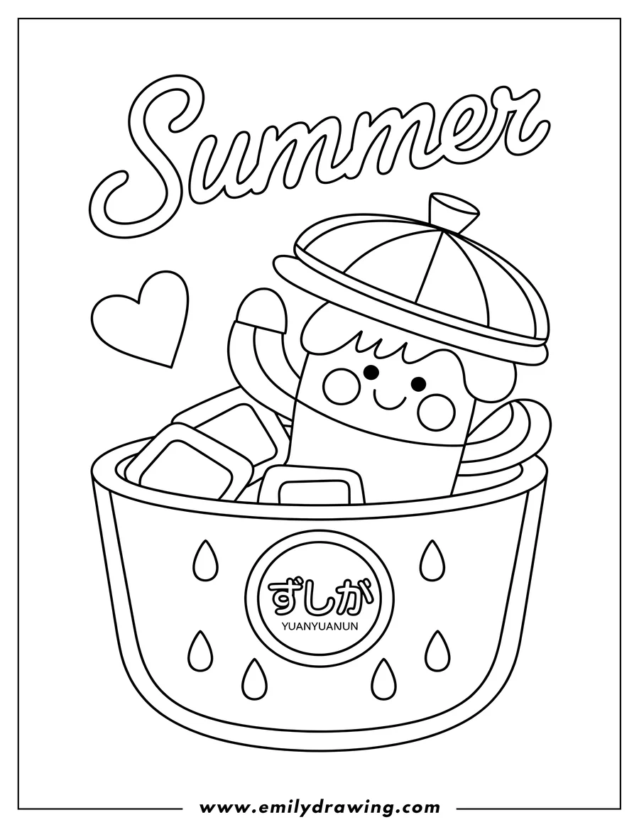 Doodle style coloring picture of character