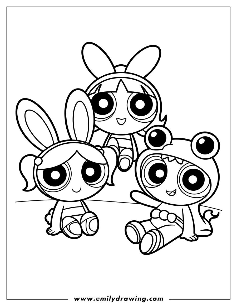 Full page coloring image of character