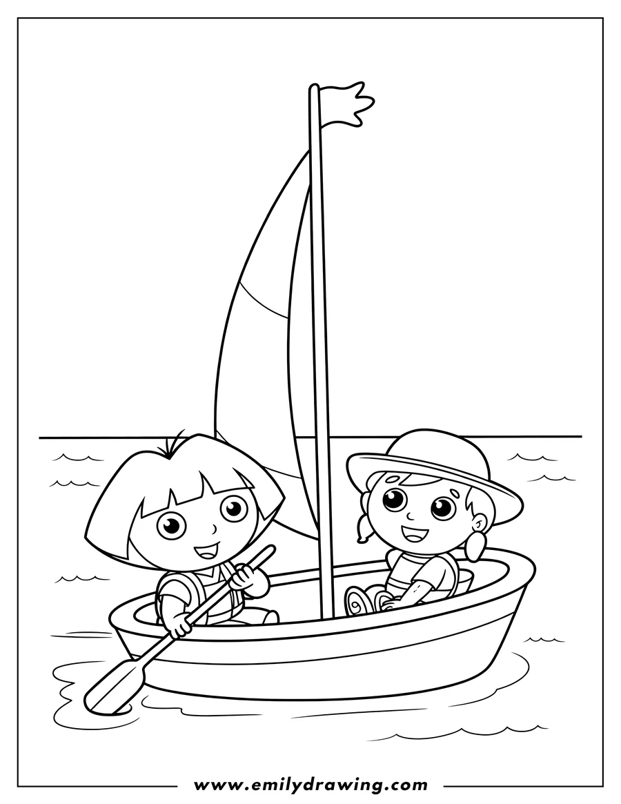Printable line art of child