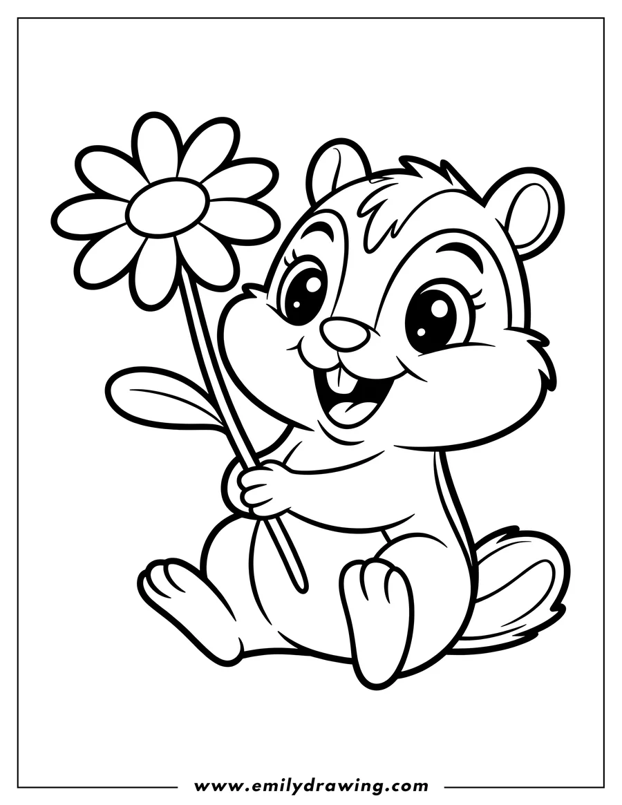 High quality printable chipmunk for coloring