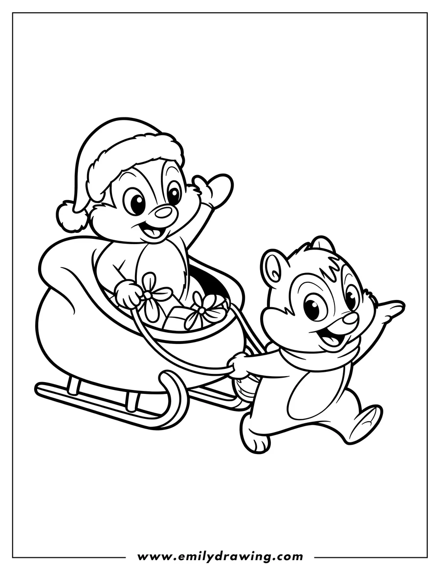 Coloring page of chipmunk
