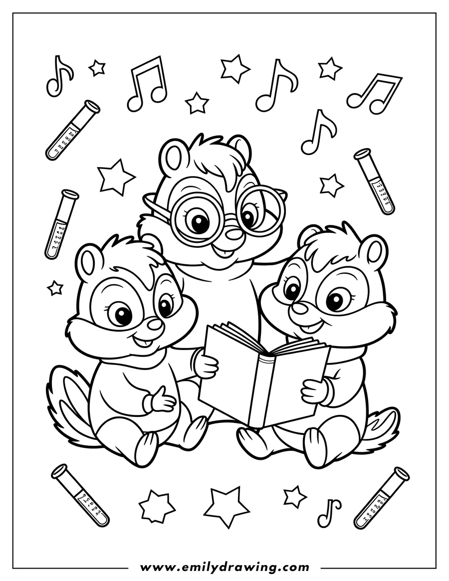 Clean line drawing: chipmunk