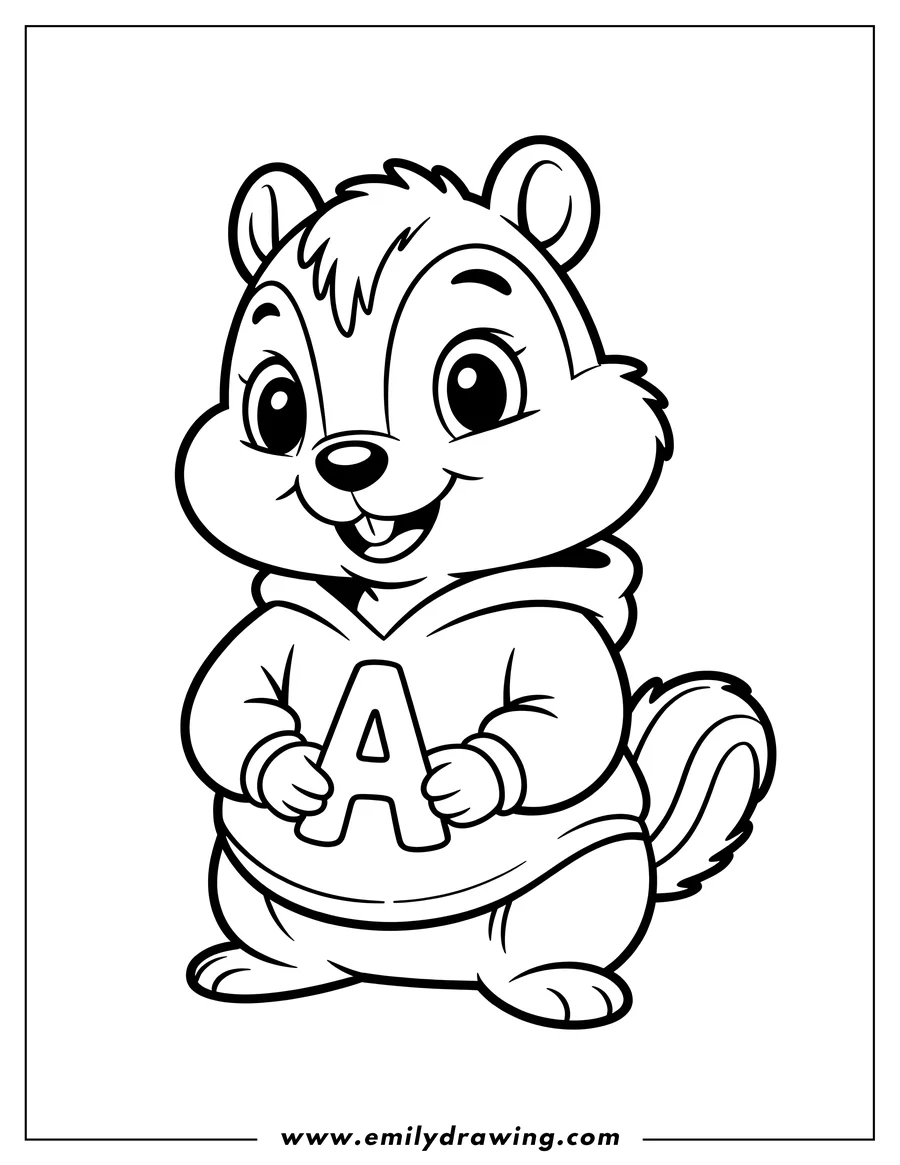 High quality printable chipmunk for coloring