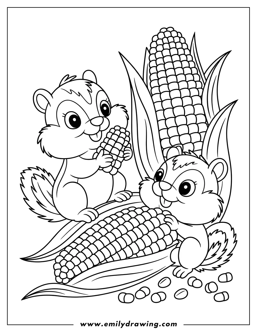 PDF style coloring page: chipmunk