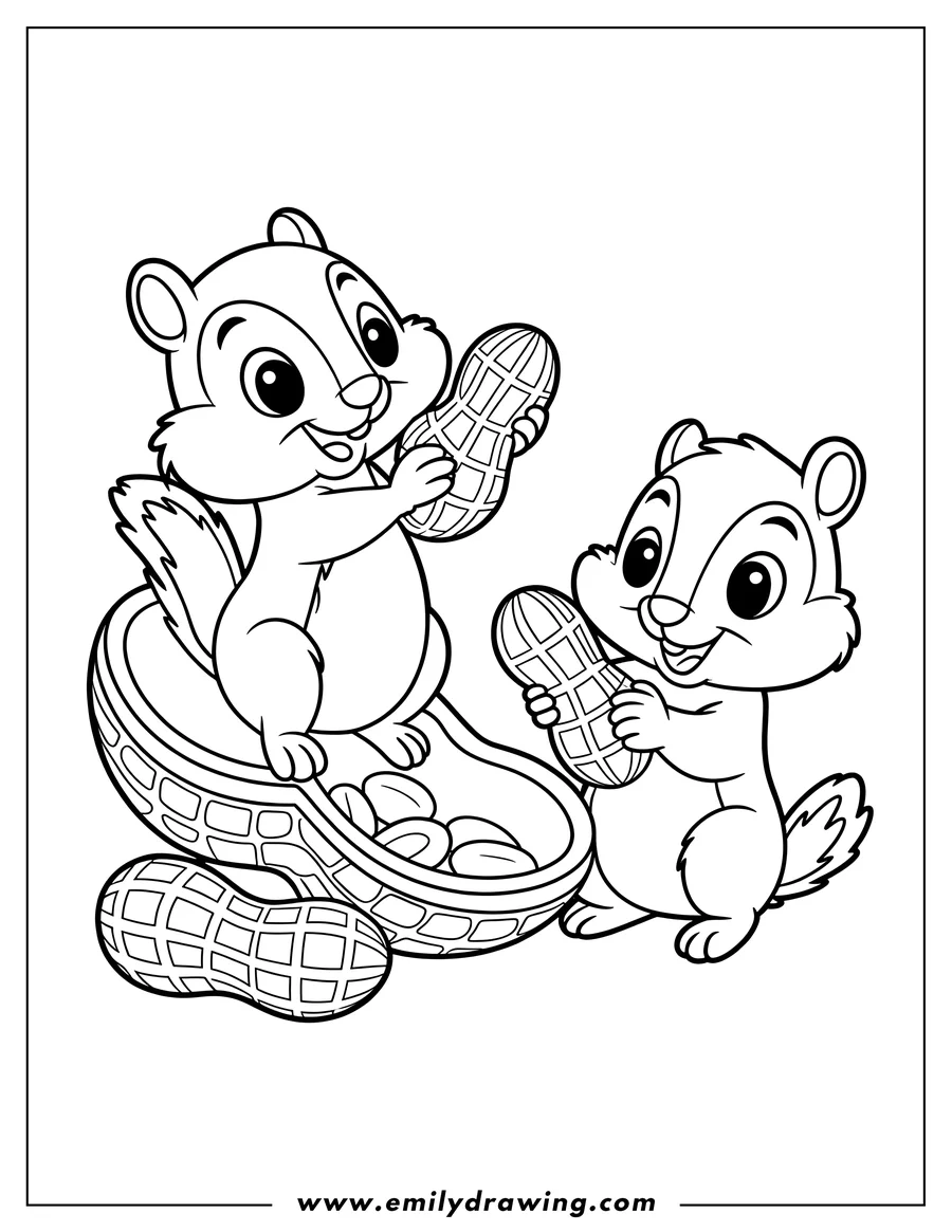 Downloadable coloring page of chipmunk