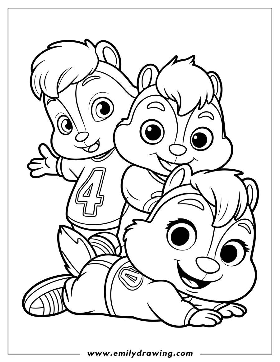 Full page coloring image of chipmunk