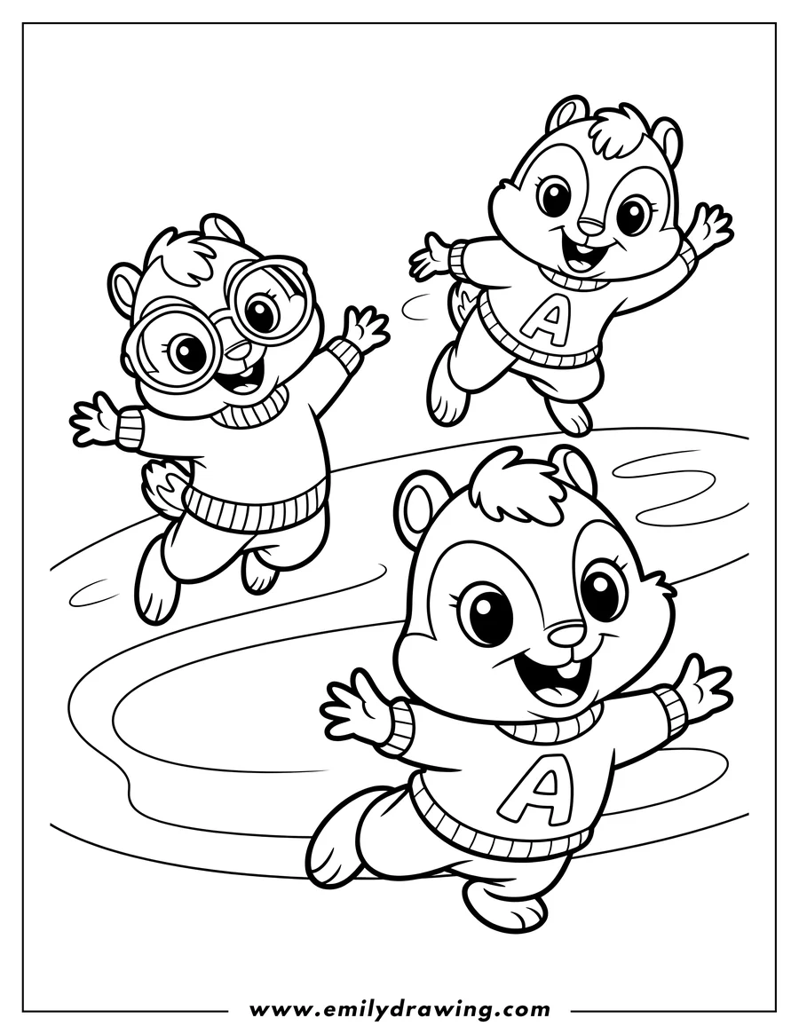 Printable line art of chipmunk