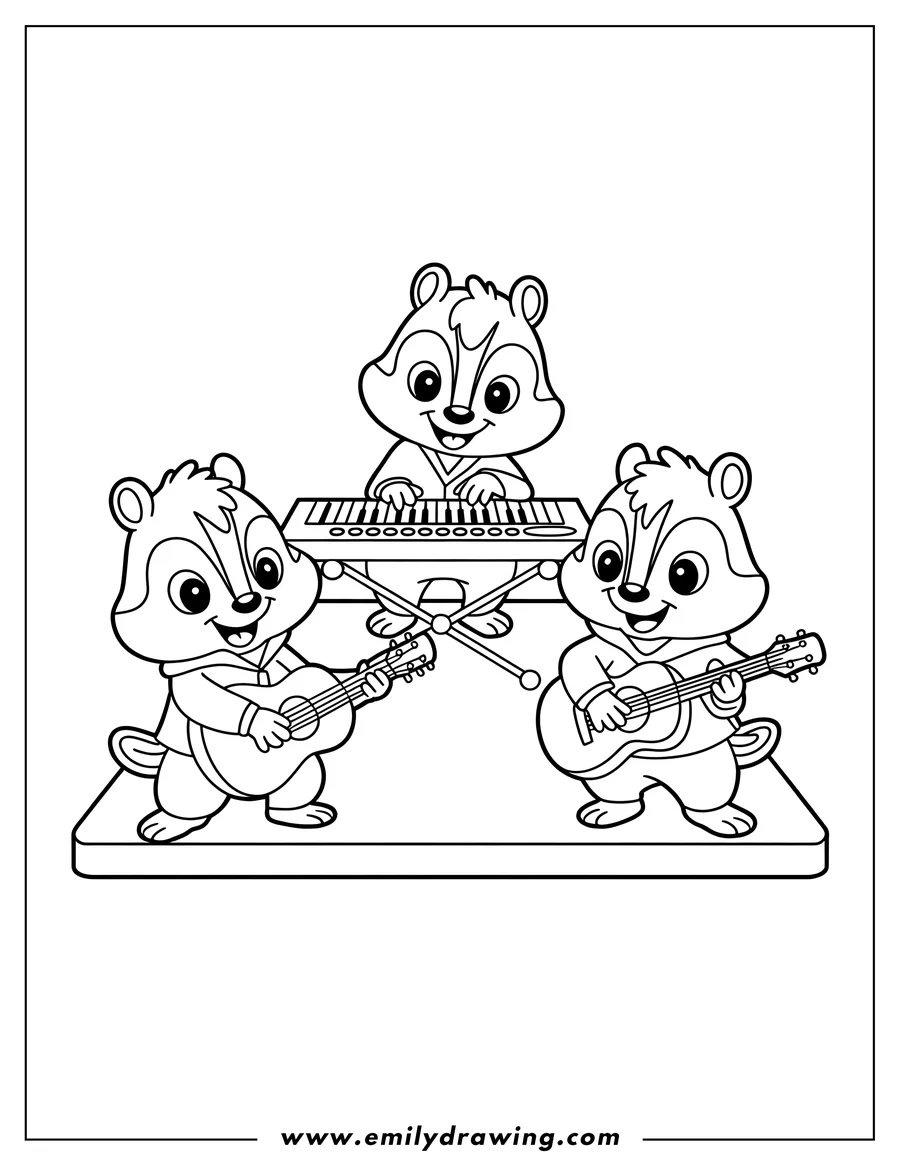 Downloadable coloring page of chipmunk