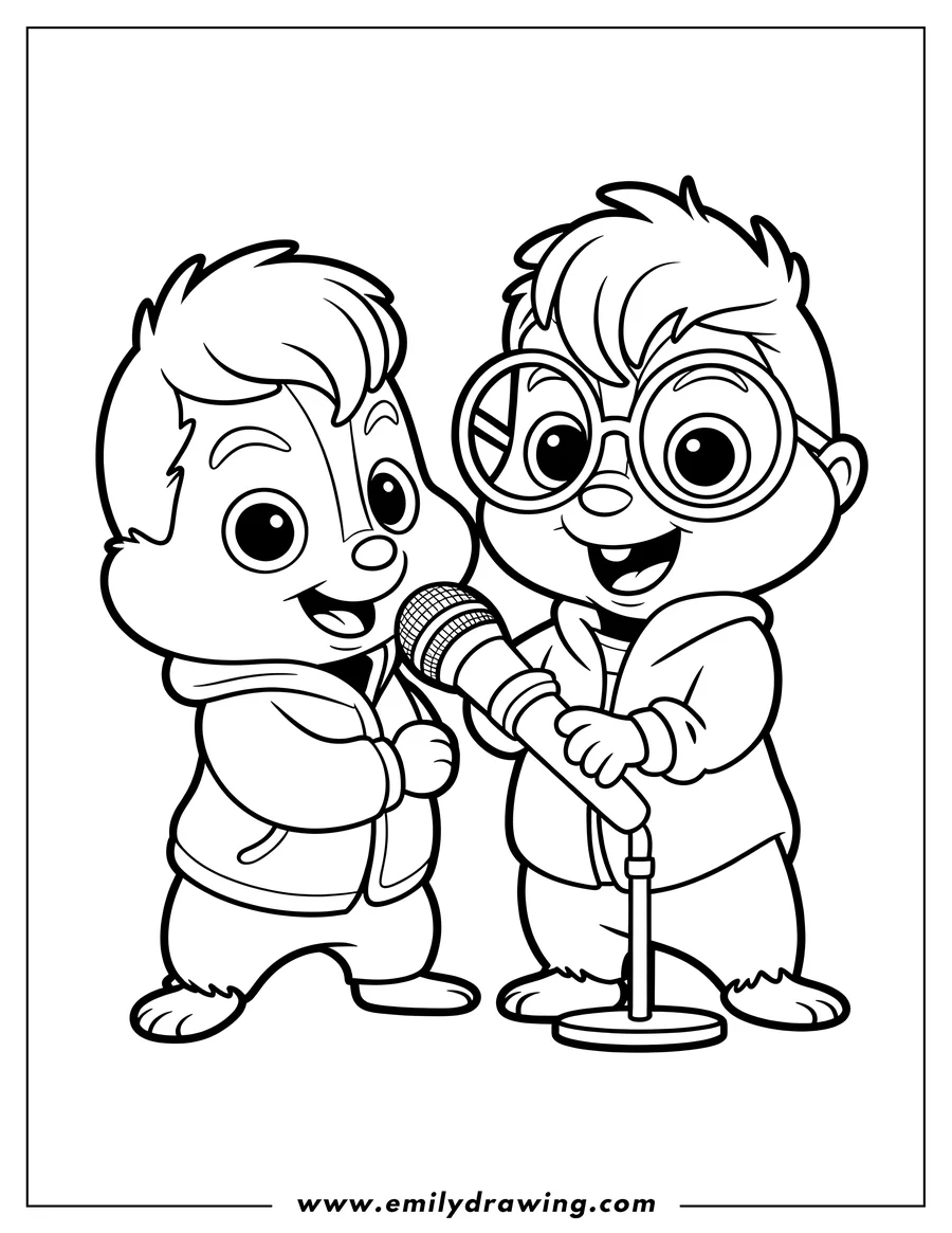 Printable coloring page of chipmunk