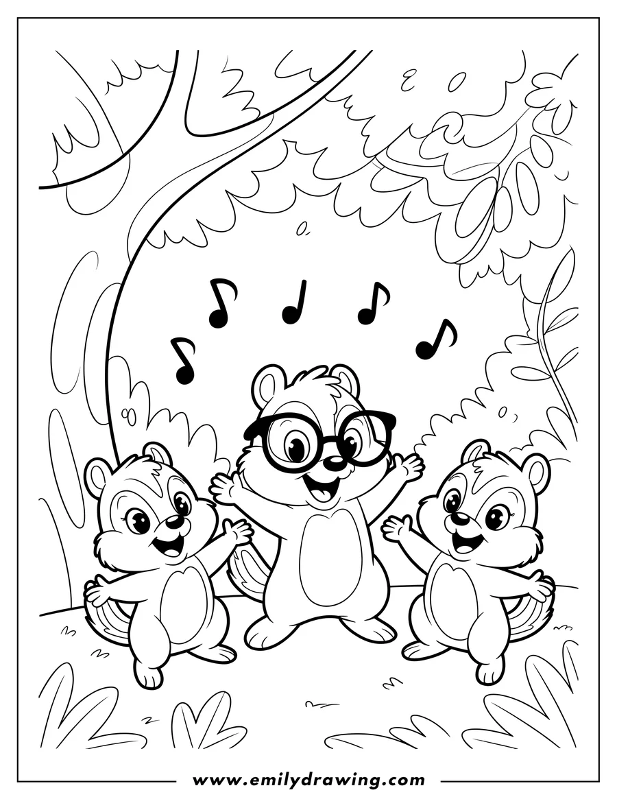 Clean line drawing: chipmunk