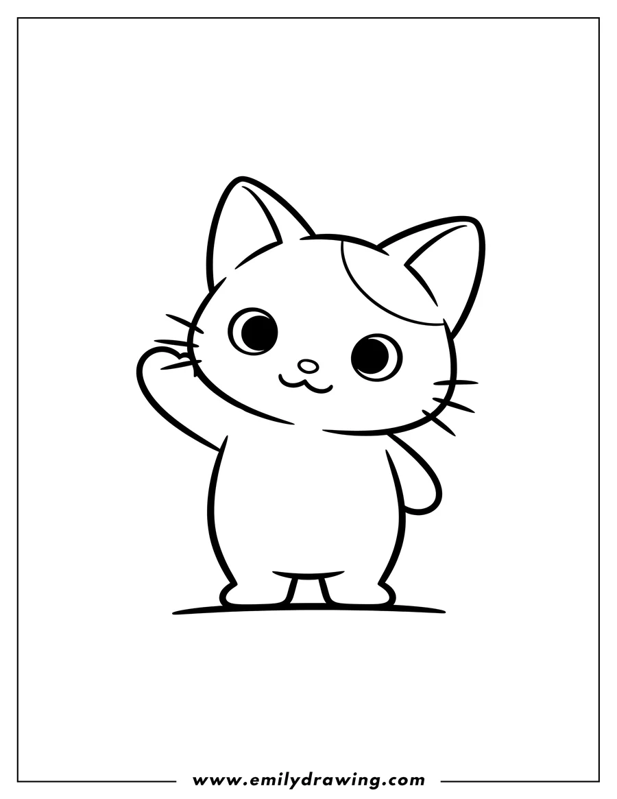 Free to print drawing of chococat standing, waving one paw