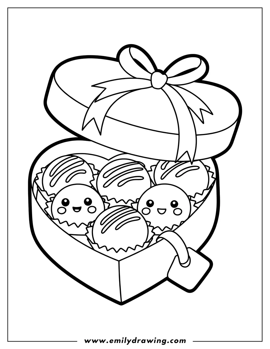 High quality printable chocolate Box for coloring