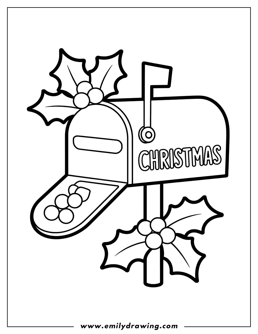 Black and white line art of mailbox