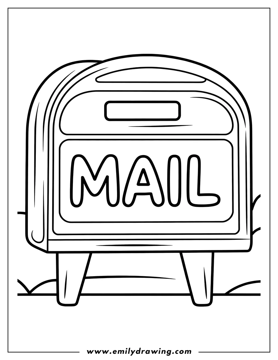 Black and white line art of mailbox