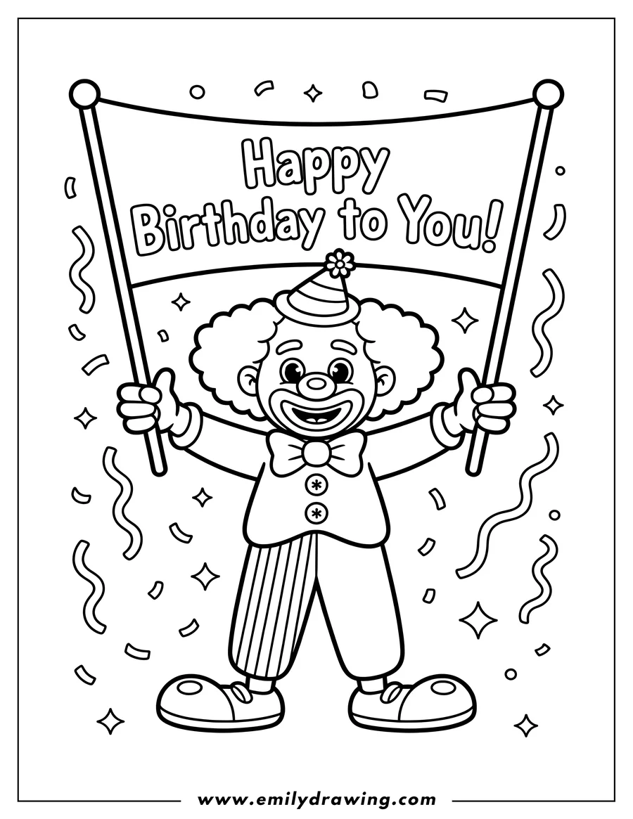 Free to print drawing of clown