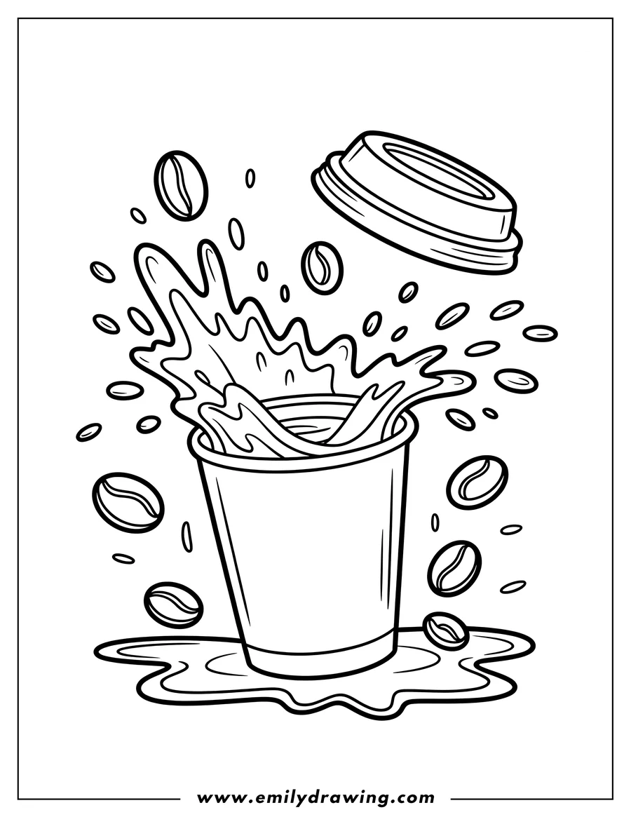 Doodle style coloring picture of coffee Cup