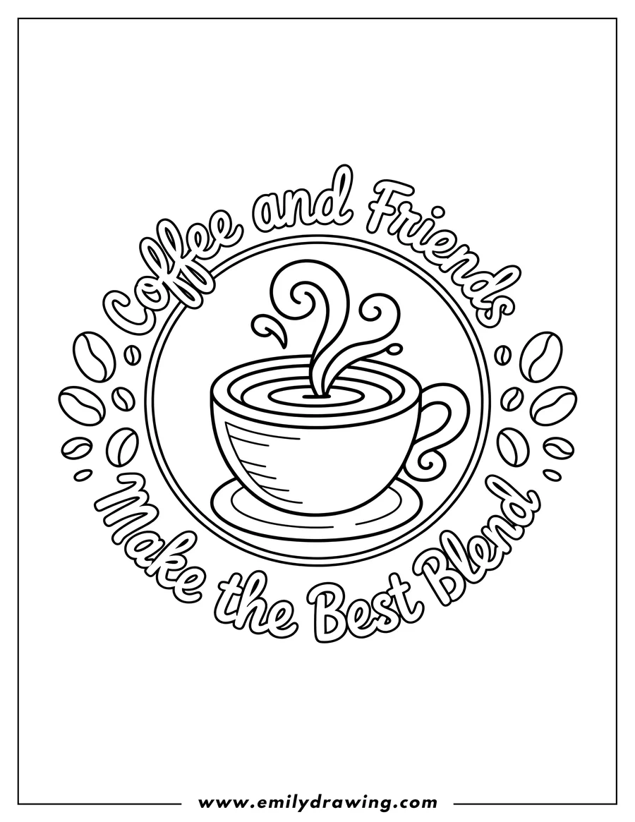 Printable line art of coffee Cup