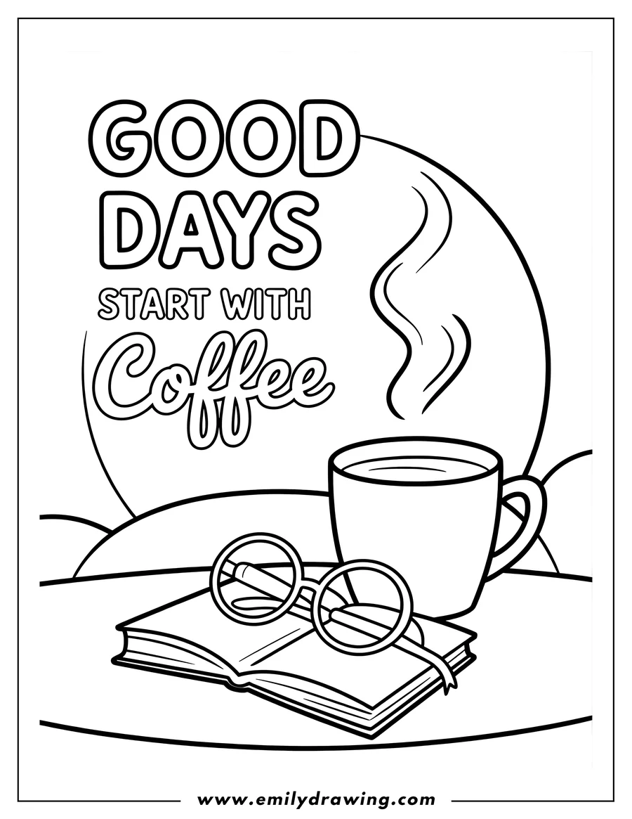 Vector style outline of coffee cup