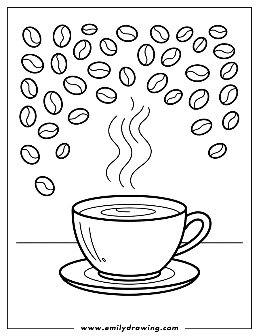 Printable line art of coffee Cup