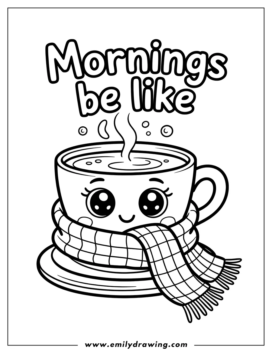 Printable line art of coffee Mug