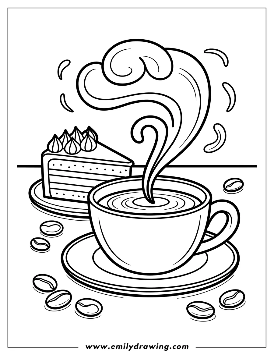 High quality printable coffee for coloring