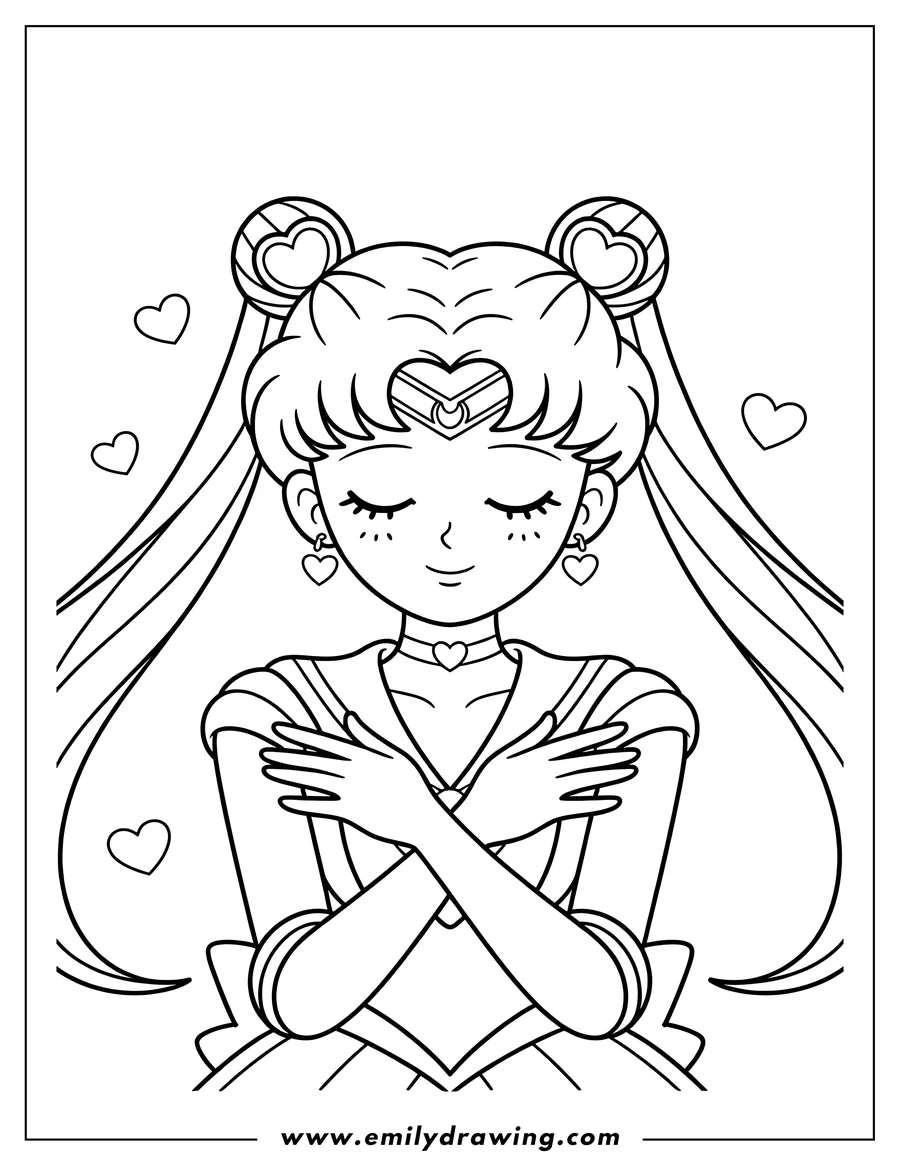 Coloring sheet featuring anime Girl