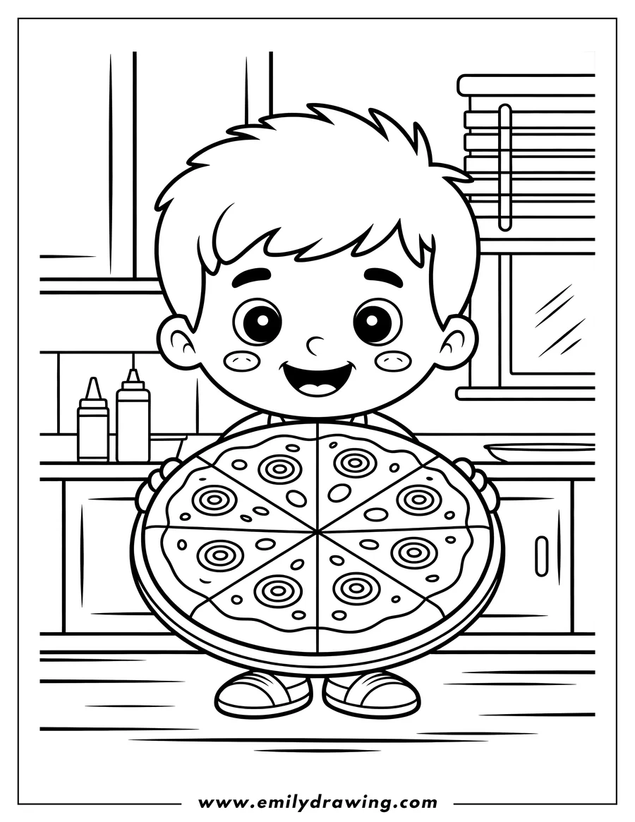 Clean line drawing: boy