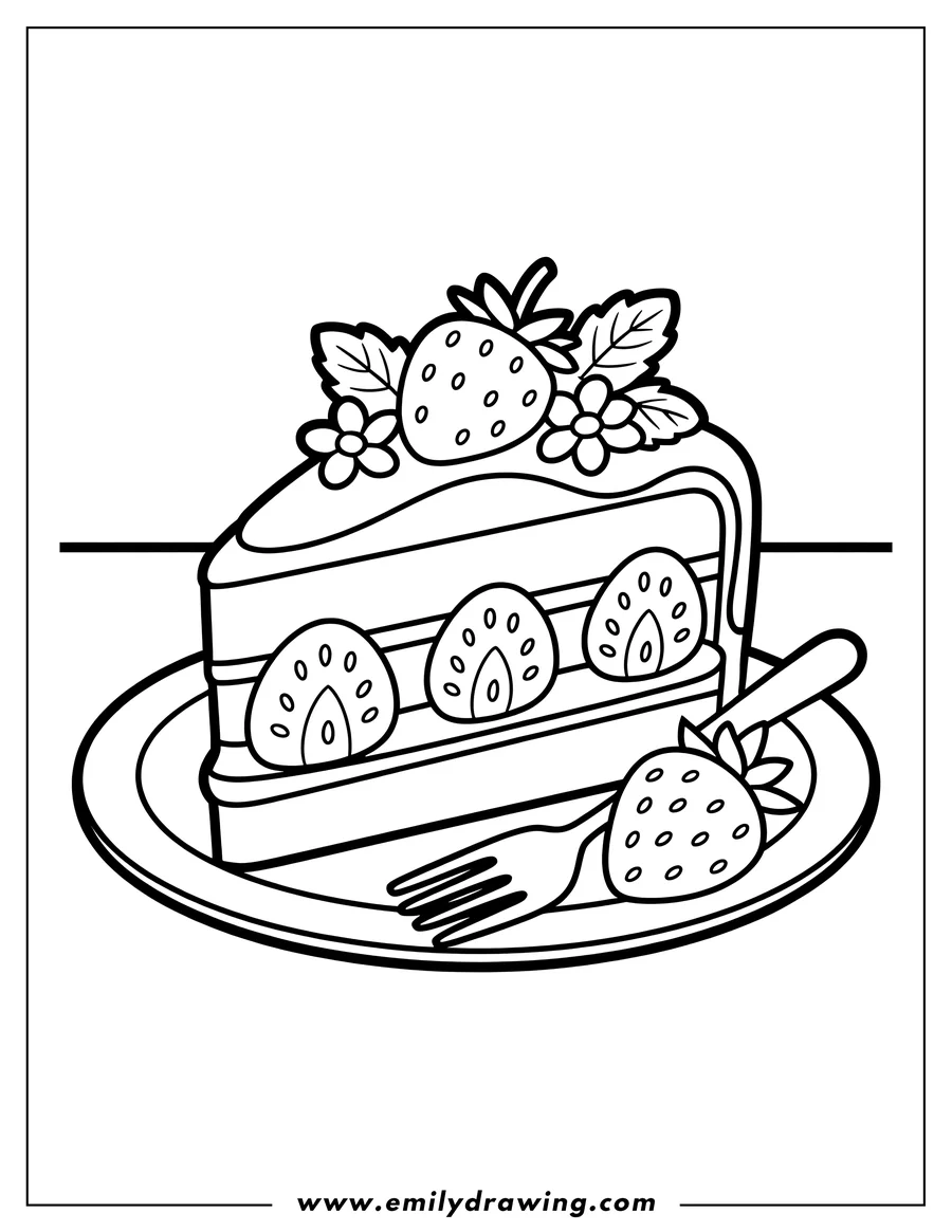 Linear illustration of cake Slice