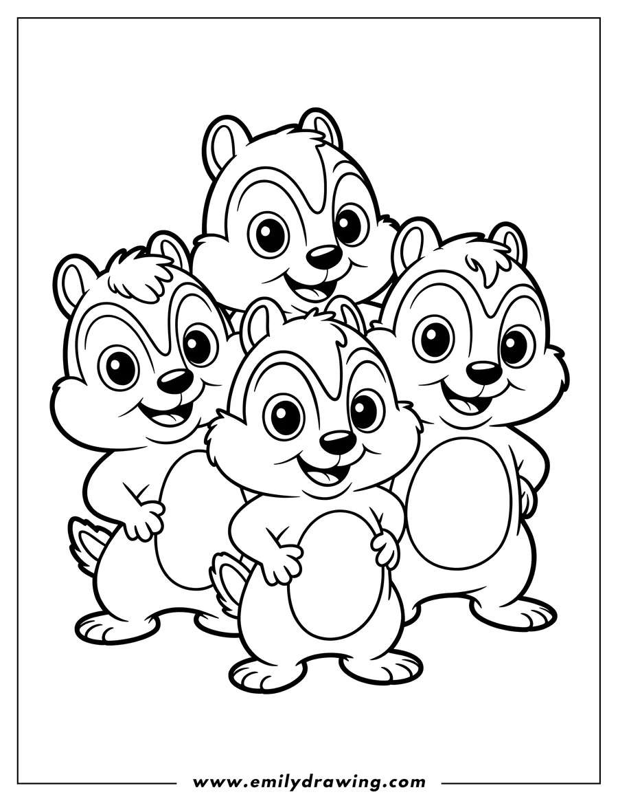 Full page coloring image of chipmunk Group