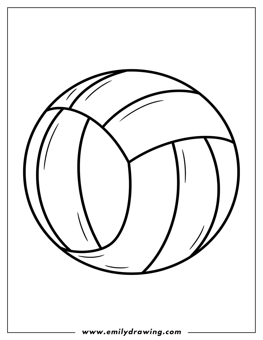 Doodle style coloring picture of easy outline drawing of a volleyball