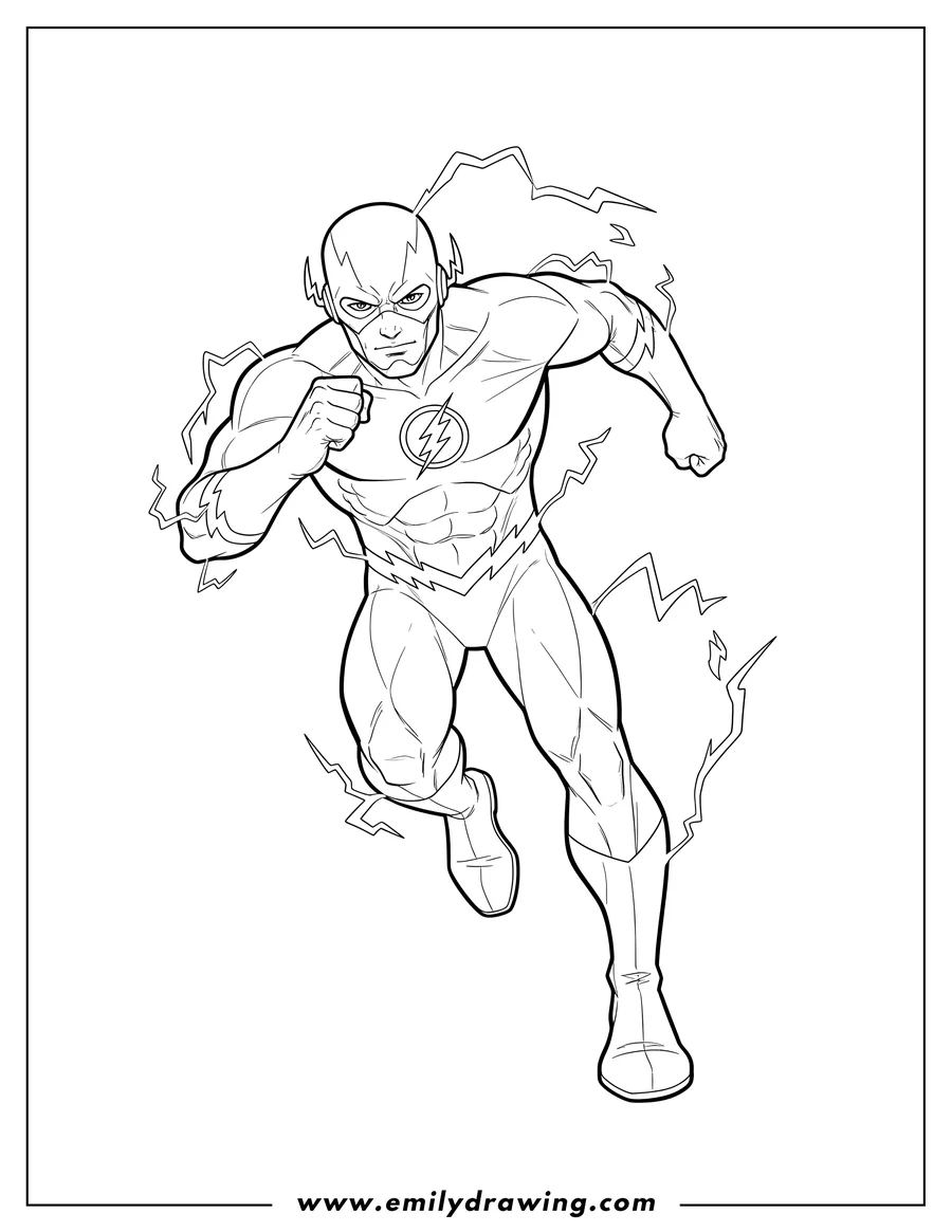 Simple sketch of flash Superhero running dynamically to color