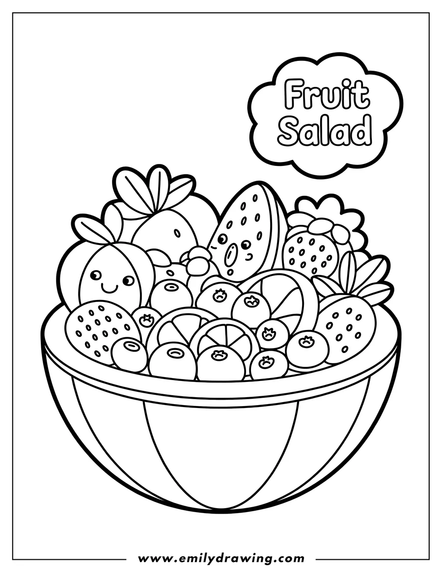 Clean line drawing: fruit Salad