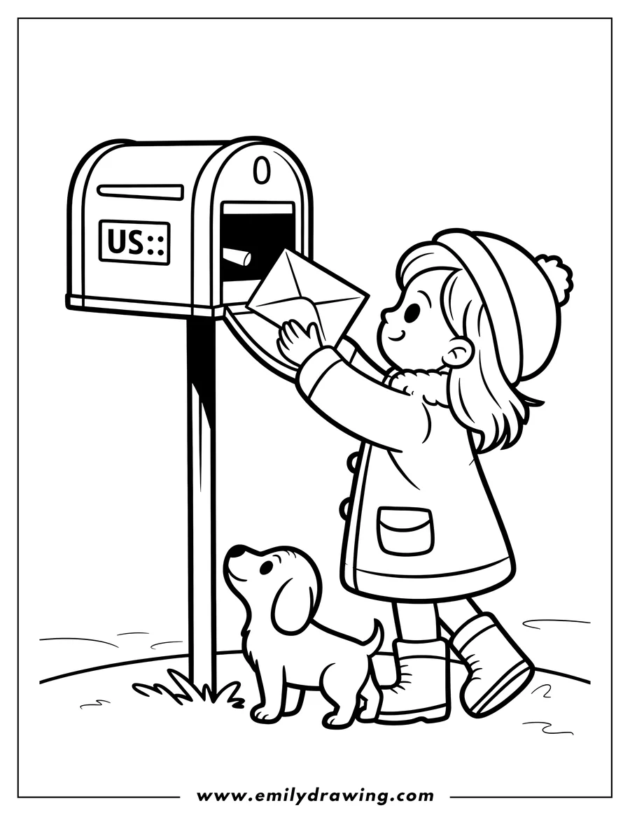 Clean line drawing: girl