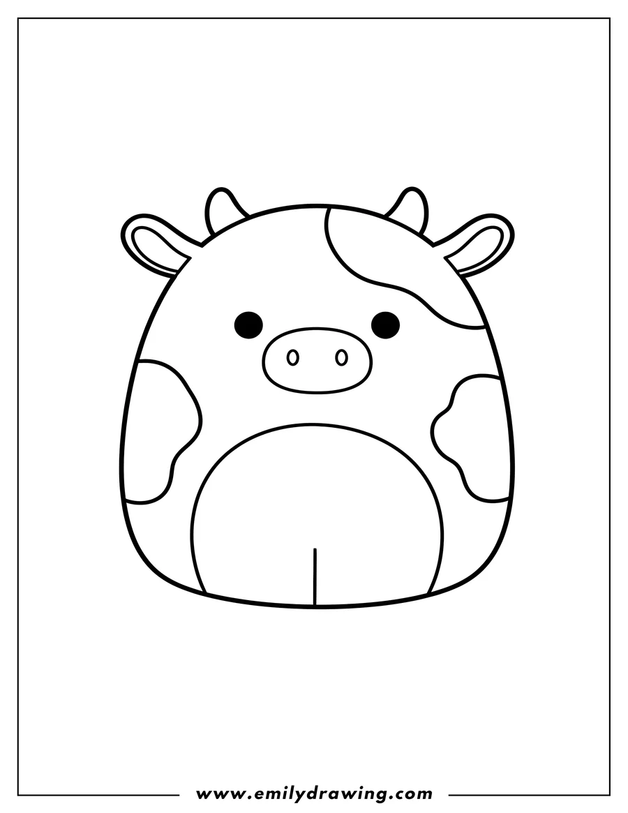 Free to print drawing of patty Cow Squishmallow coloring page with spots