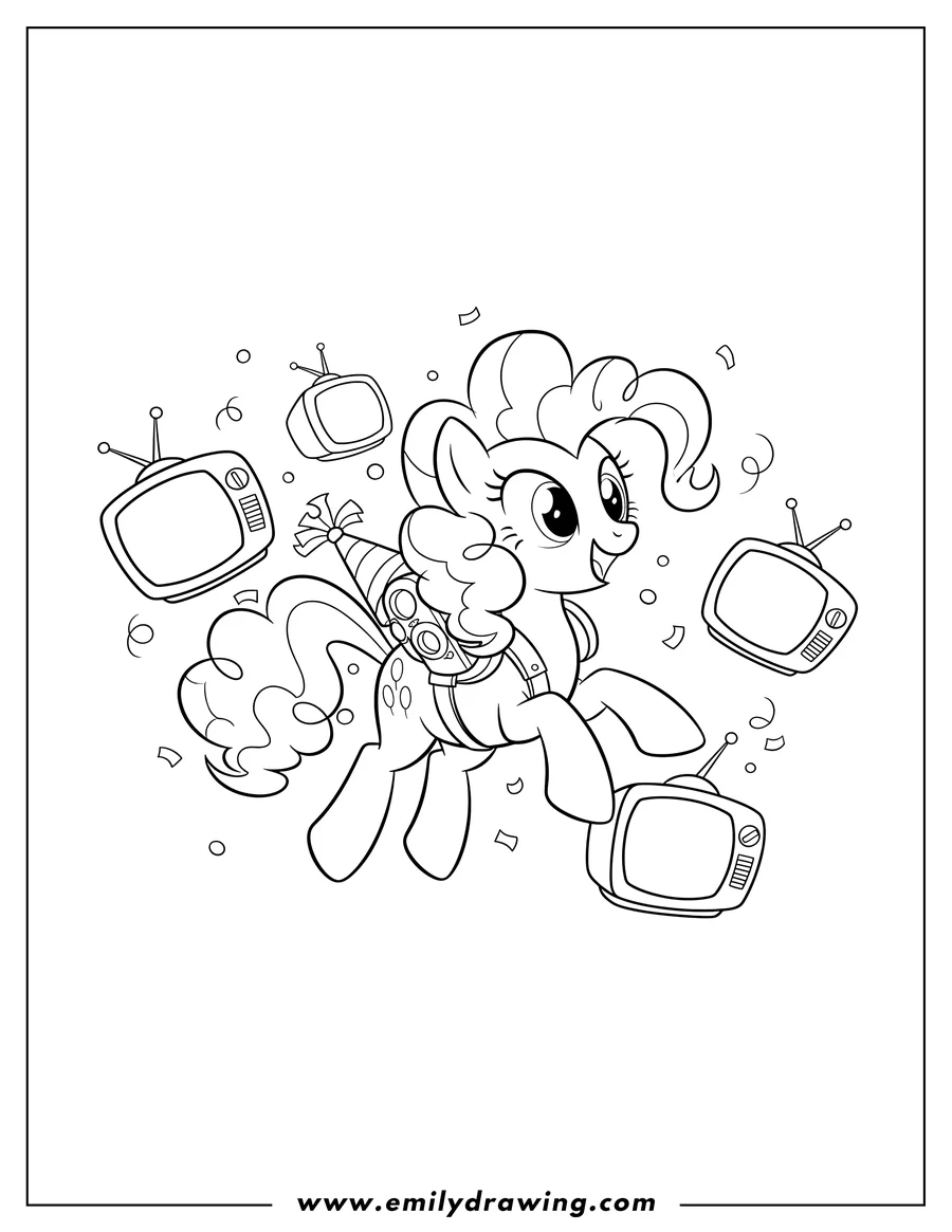 Coloring page for kids: pinkie Pie Tv Shows running happily