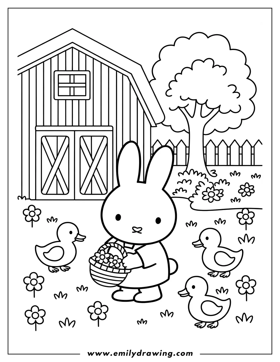 Coloring page of rabbit