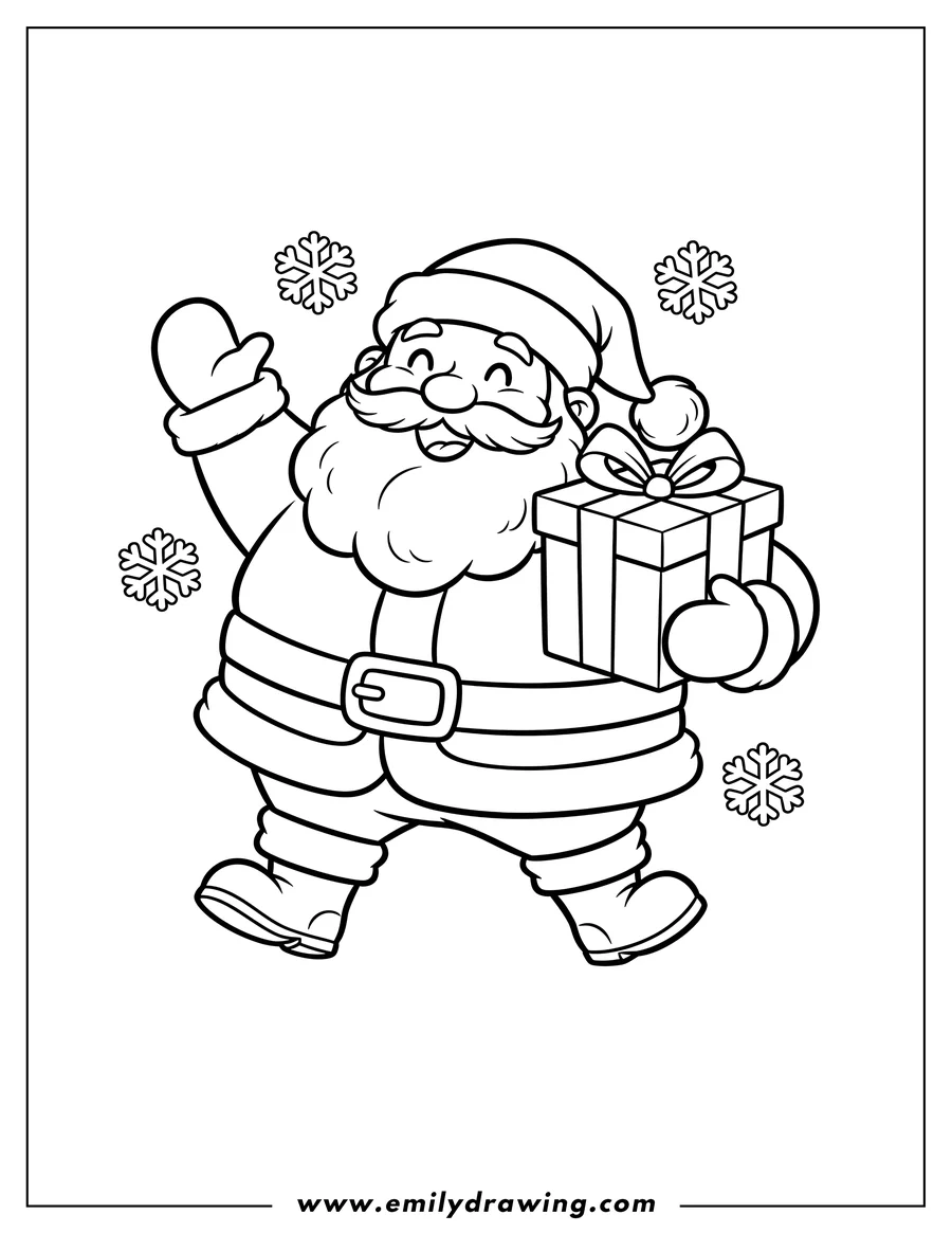 Printable coloring page of santa Claus