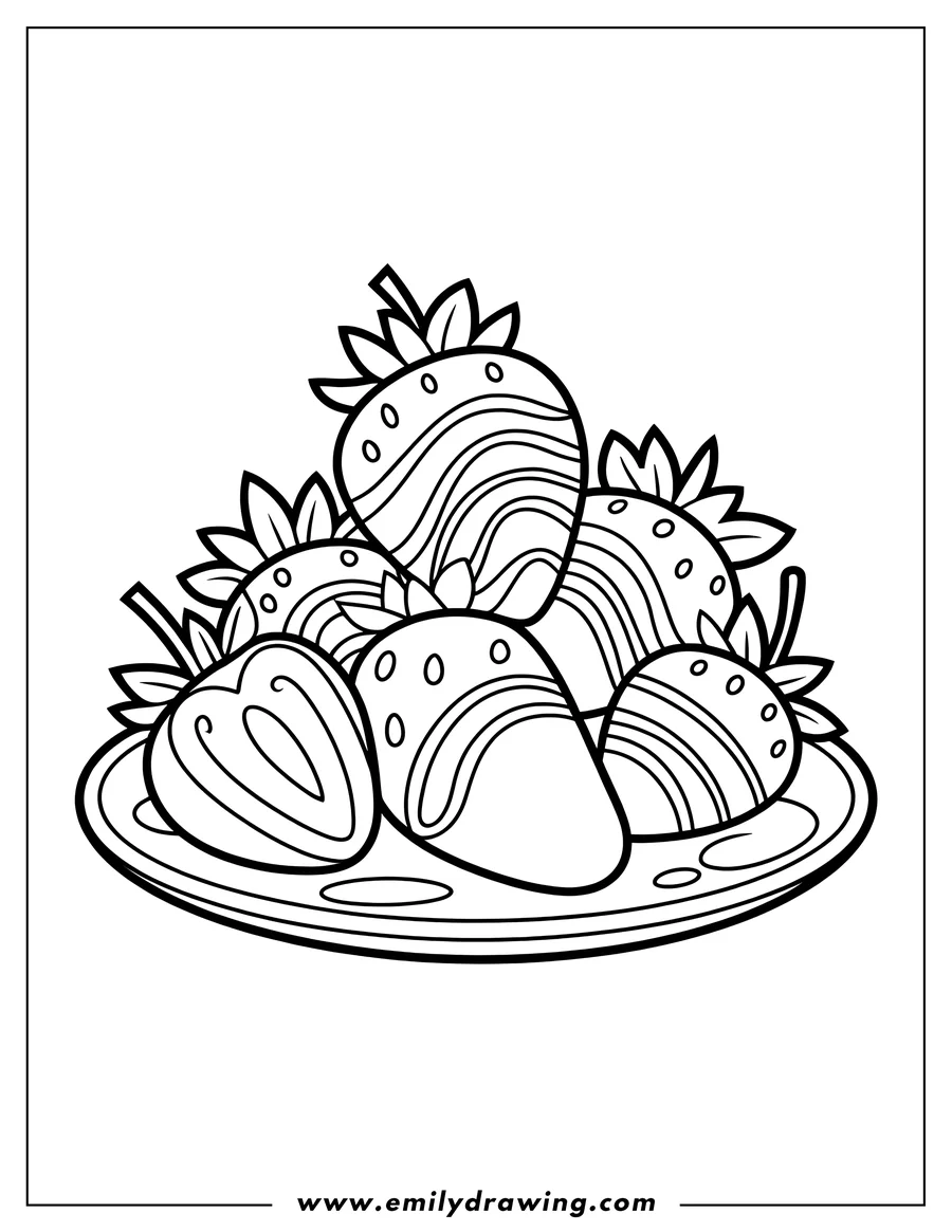 Vector style outline of strawberries