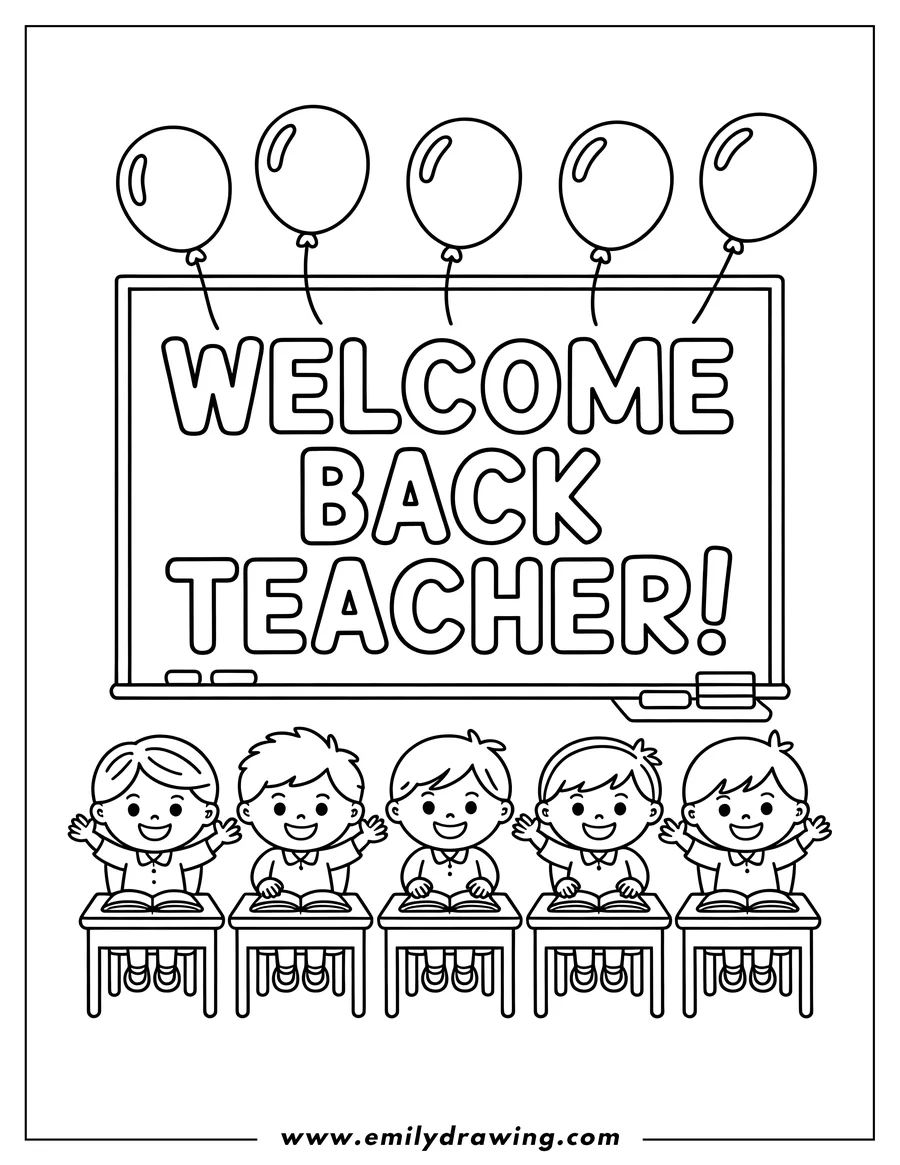 Free to print drawing of students