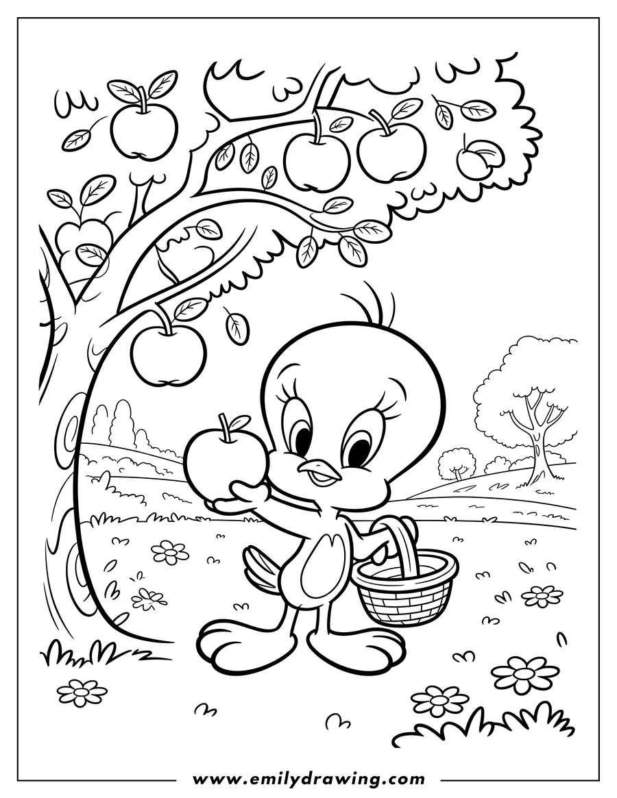 Free printable coloring sheet of tweety Bird